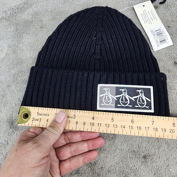 Original Penguin Hat Mens One Size Black Rib Beanie *NWT* - Picture 4 of 7